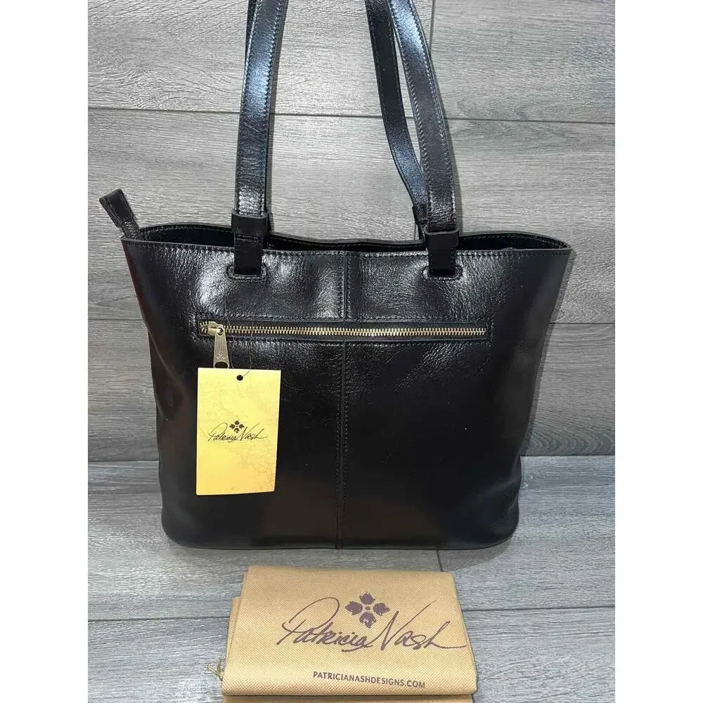 Patricia Nash Distressed Vintage Leather Braden Tote Color Black Bag A552409